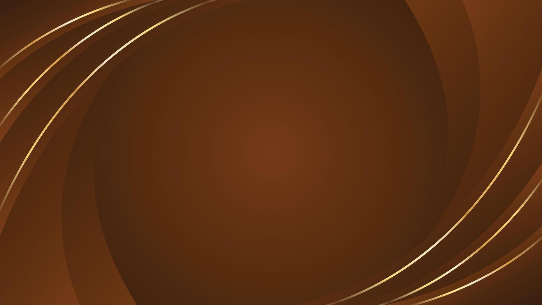 Abstract dark brown luxury curved background with gold lines. Elegant modern wallpapers vector