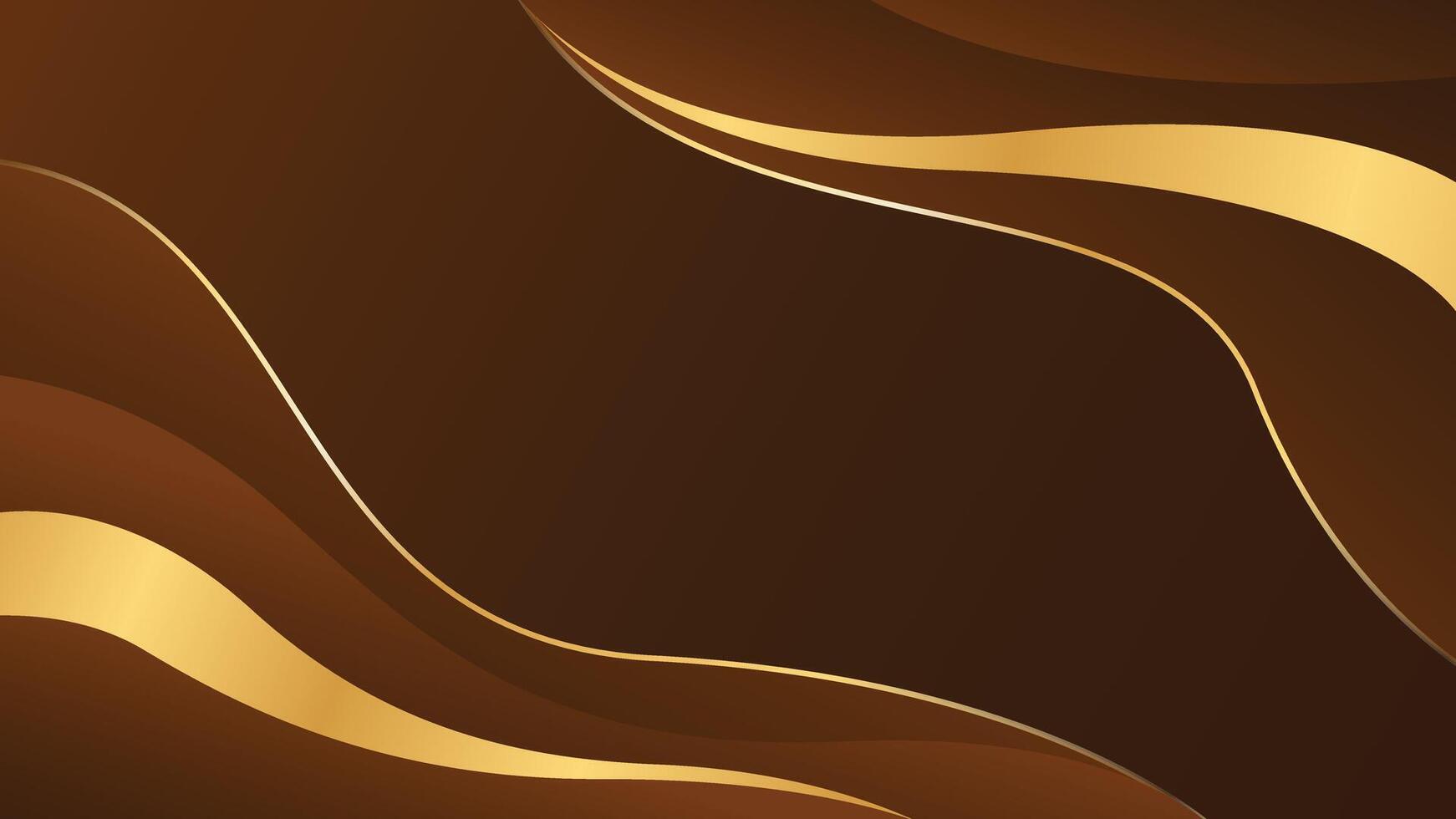 Abstract brown and gold background with wavy shapes vector