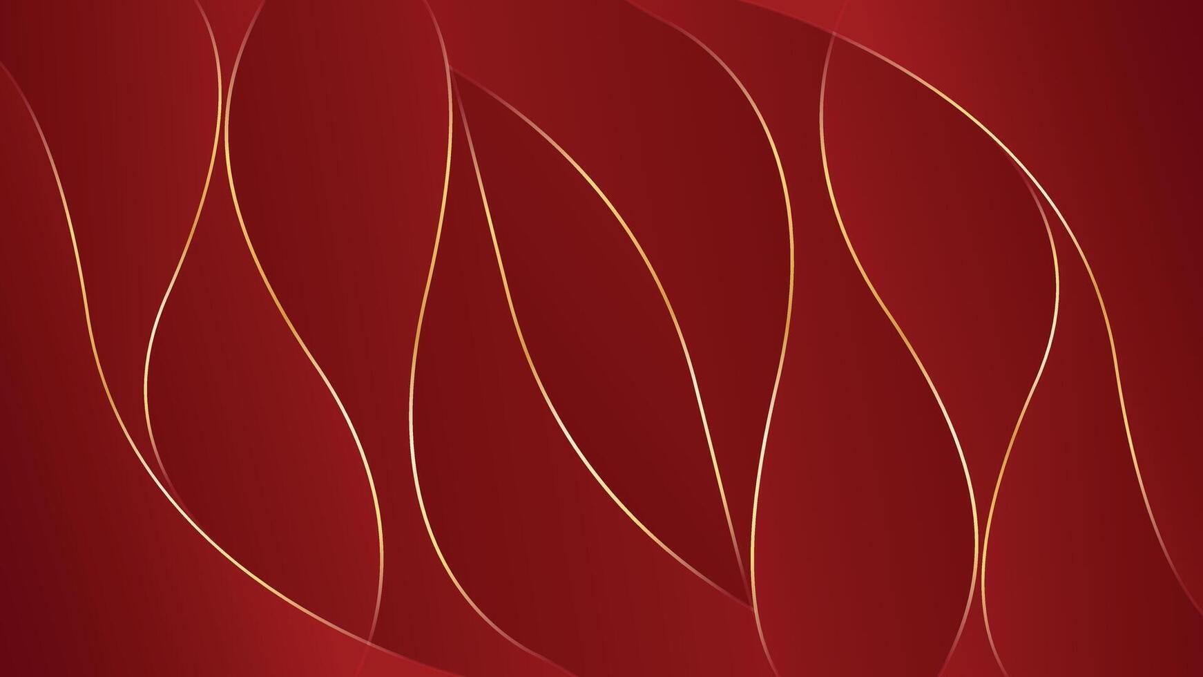 Abstract red luxury background with gold lines. Elegant wave modern wallpapers. Suitable for templates, banners, cards, sales, ads, events, awards, web and pages vector