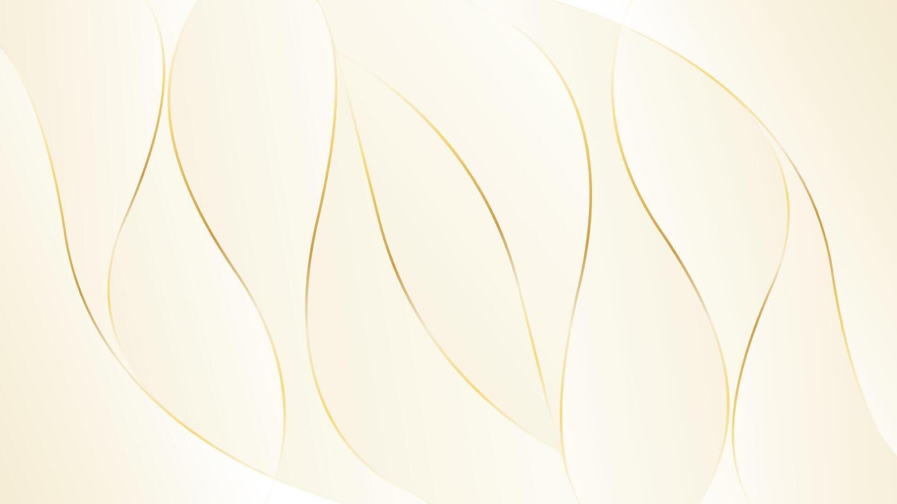 Abstract beige elegant luxury background with gold lines, modern wallpaper with flowing waves. vector