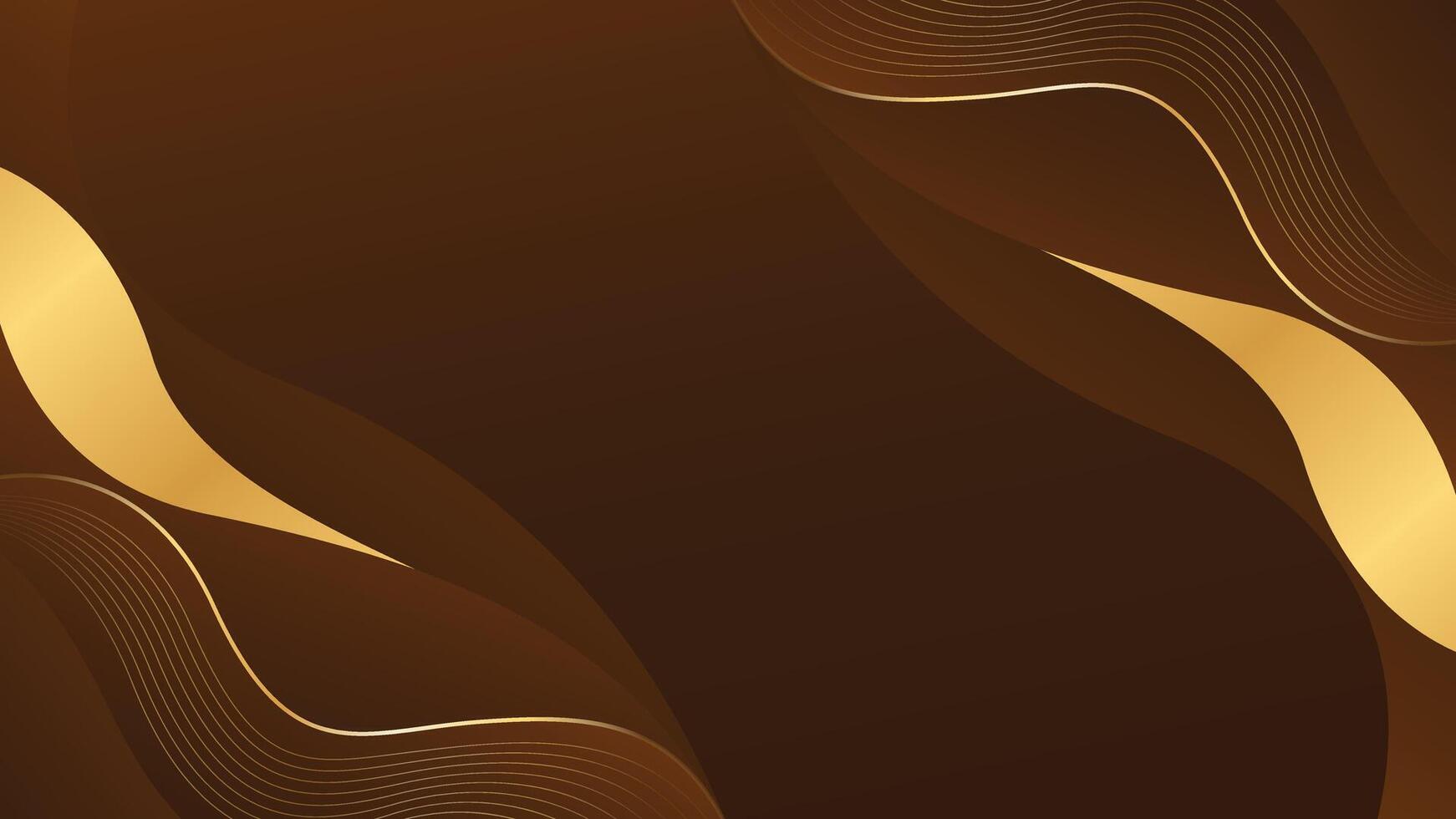 Abstract dark brown luxury background with gold lines vector