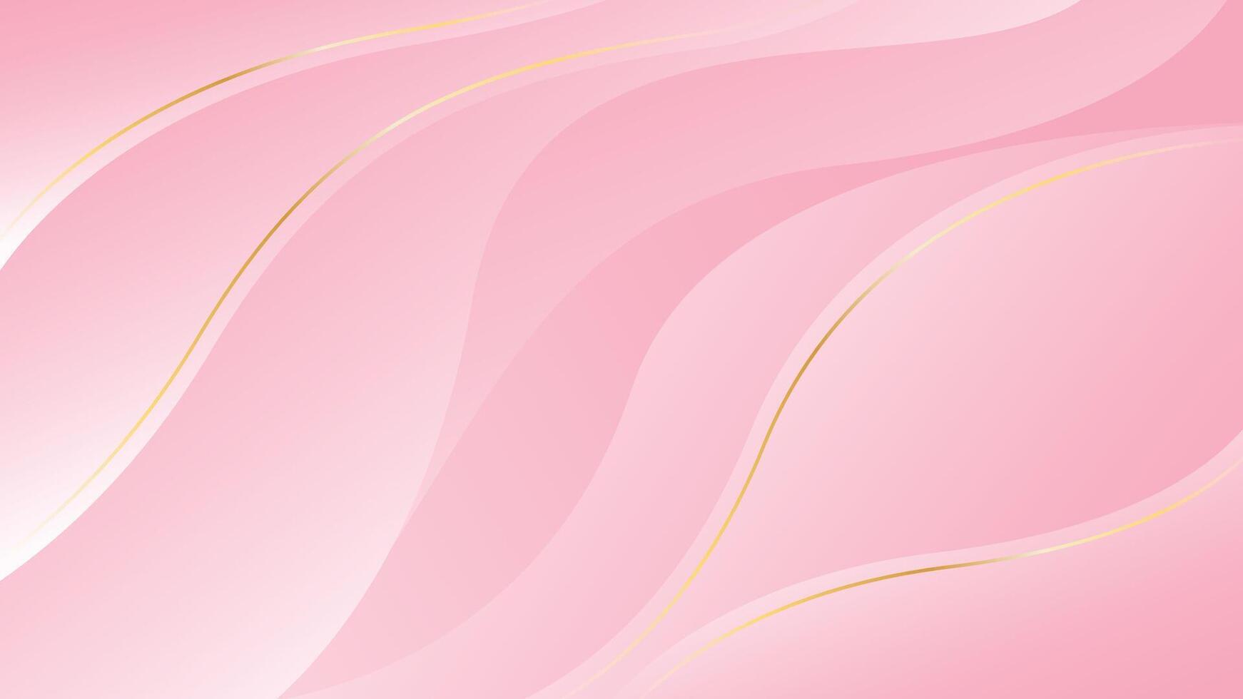 Abstract pink luxury background with gold lines, Elegant modern wallpaper with flowing waves. vector