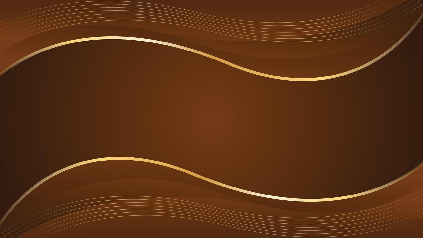 Minimalist dark brown luxury background featuring gold lines. This design showcases abstract wave patterns, perfect for modern wallpapers vector