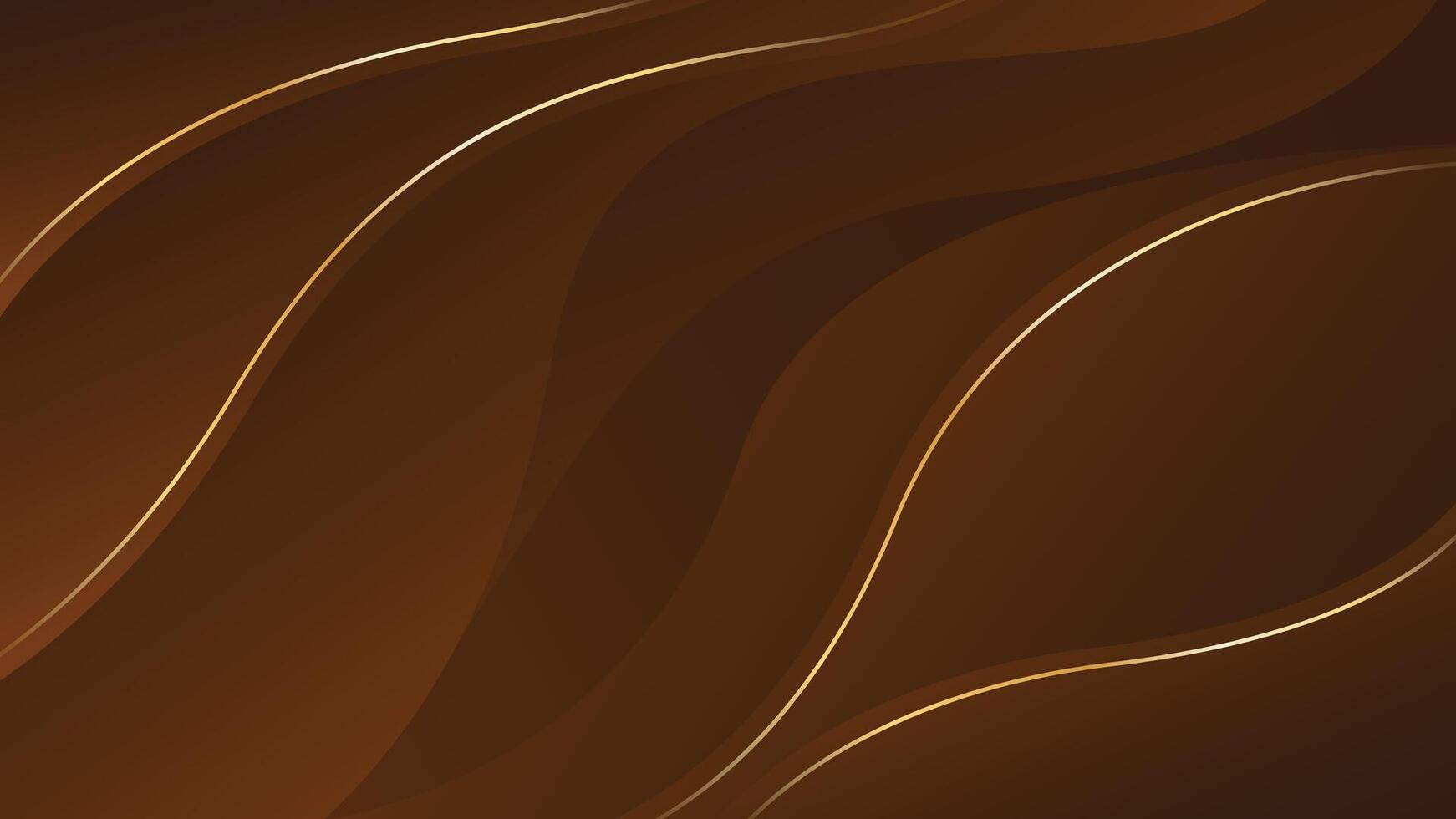 Luxurious elegant dark brown abstract wave background with gold lines vector