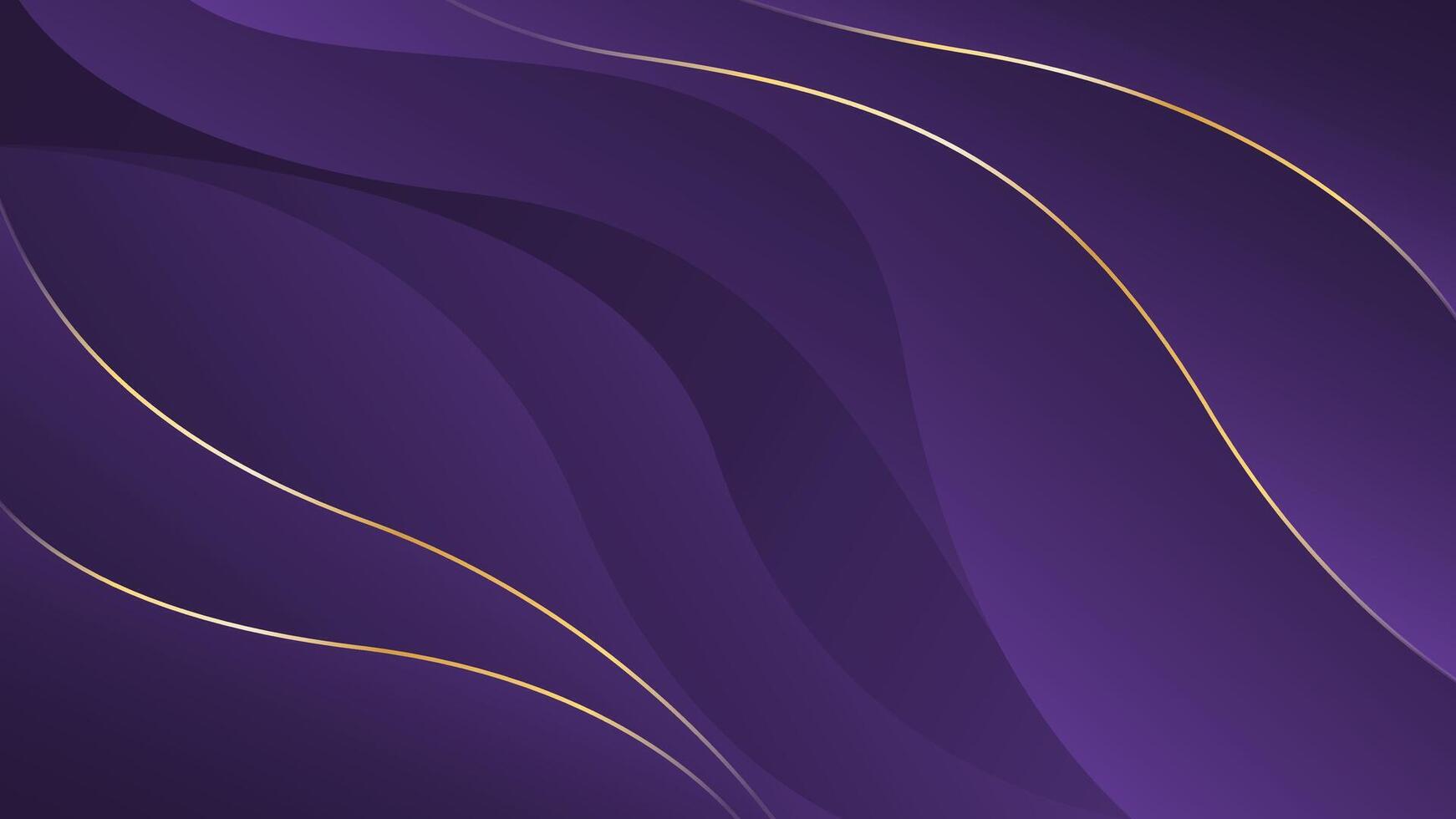 Abstract purple luxury background with gold lines, Elegant modern wallpaper with flowing waves. vector