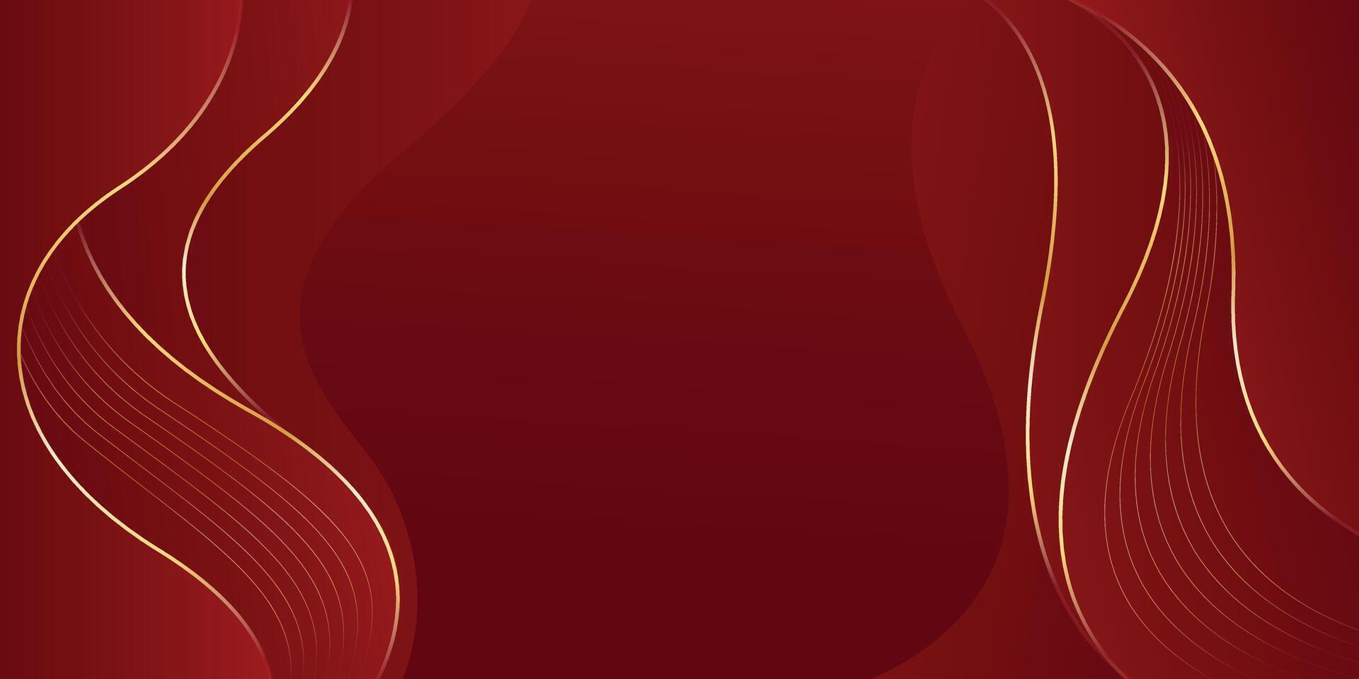 Abstract luxury background design, modern red and gold elements illustration vector