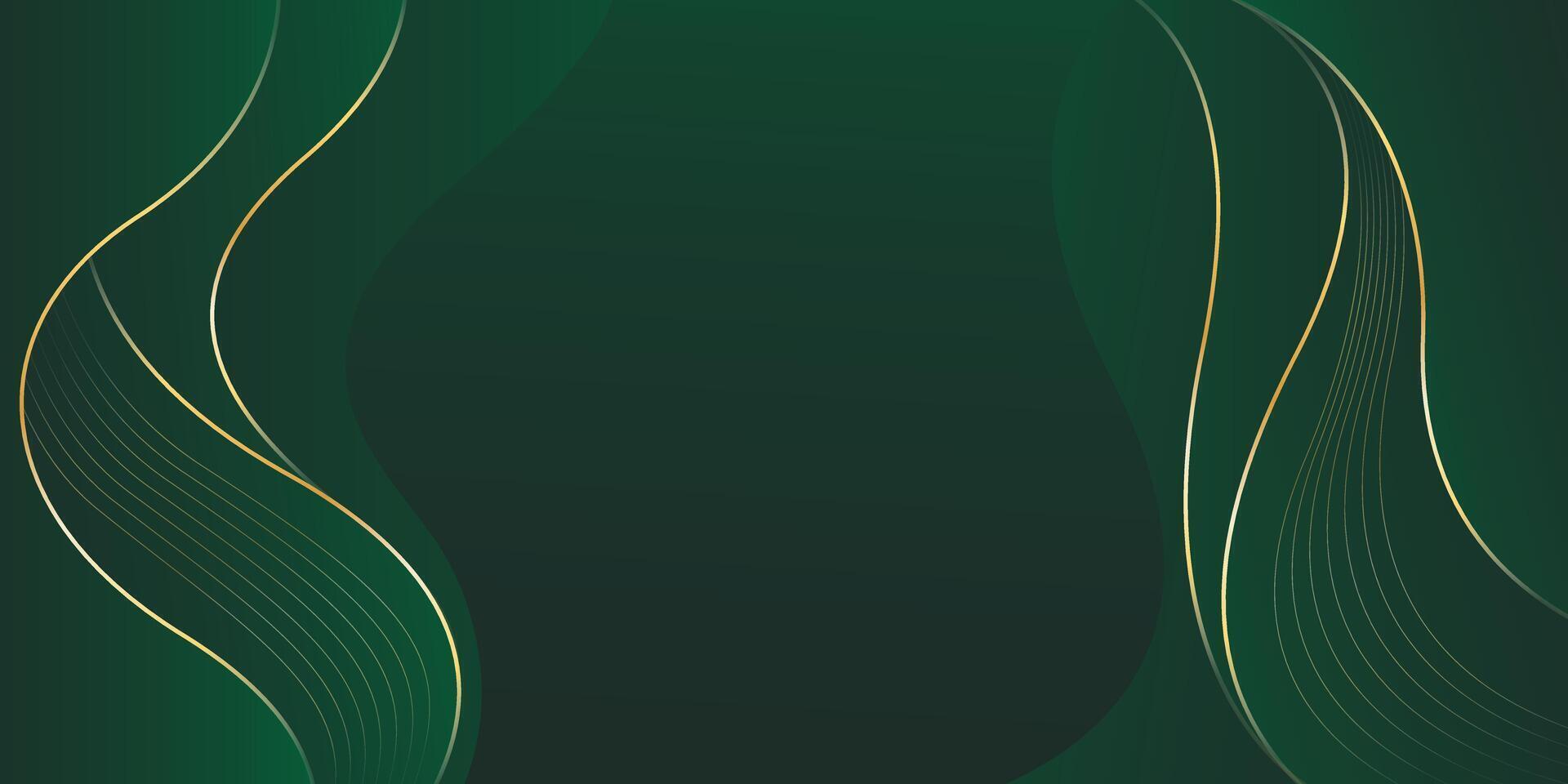 Abstract luxury background design, modern green and gold elements illustration vector