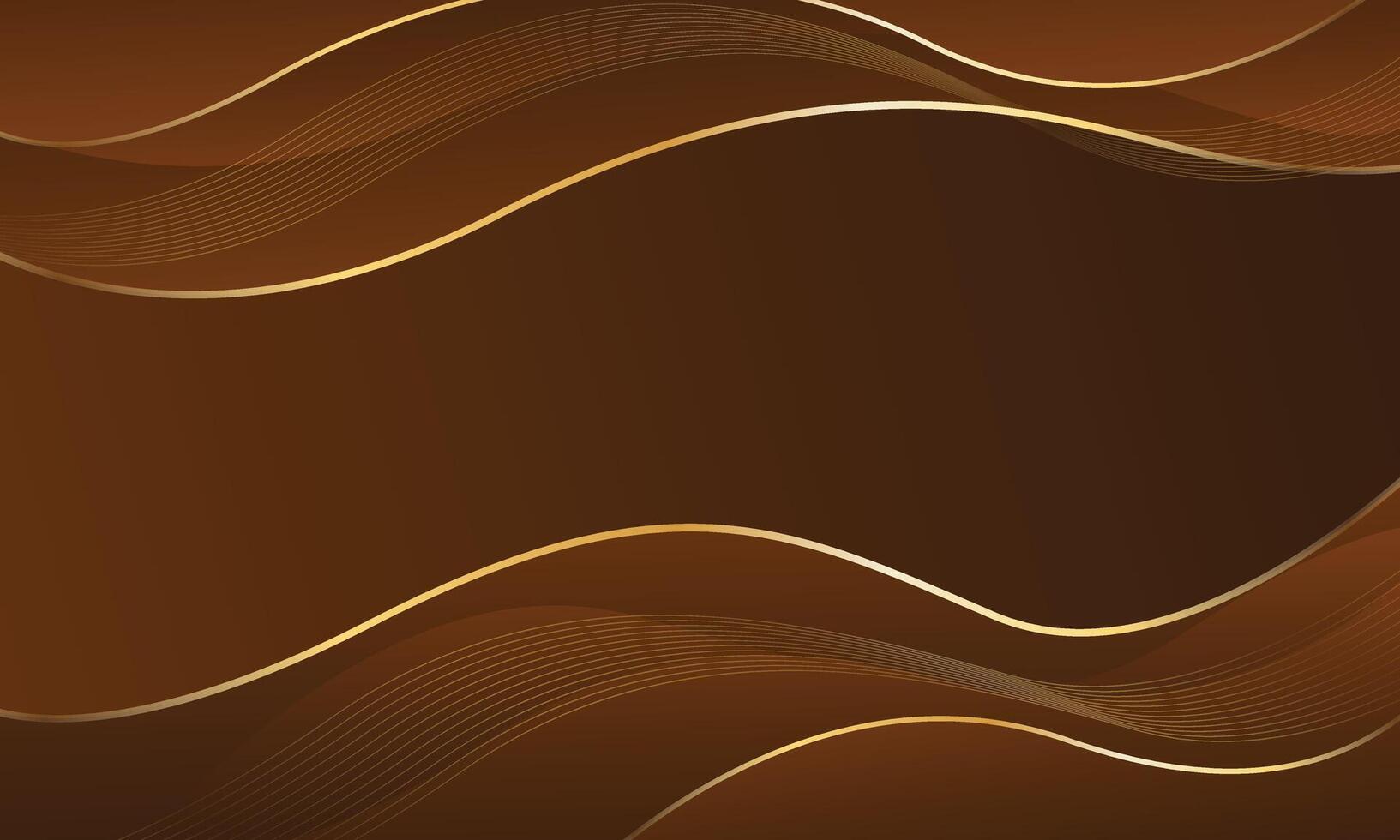 Abstract dark brown luxury background featuring gold lines. This design showcases abstract wave patterns, perfect for modern wallpapers vector
