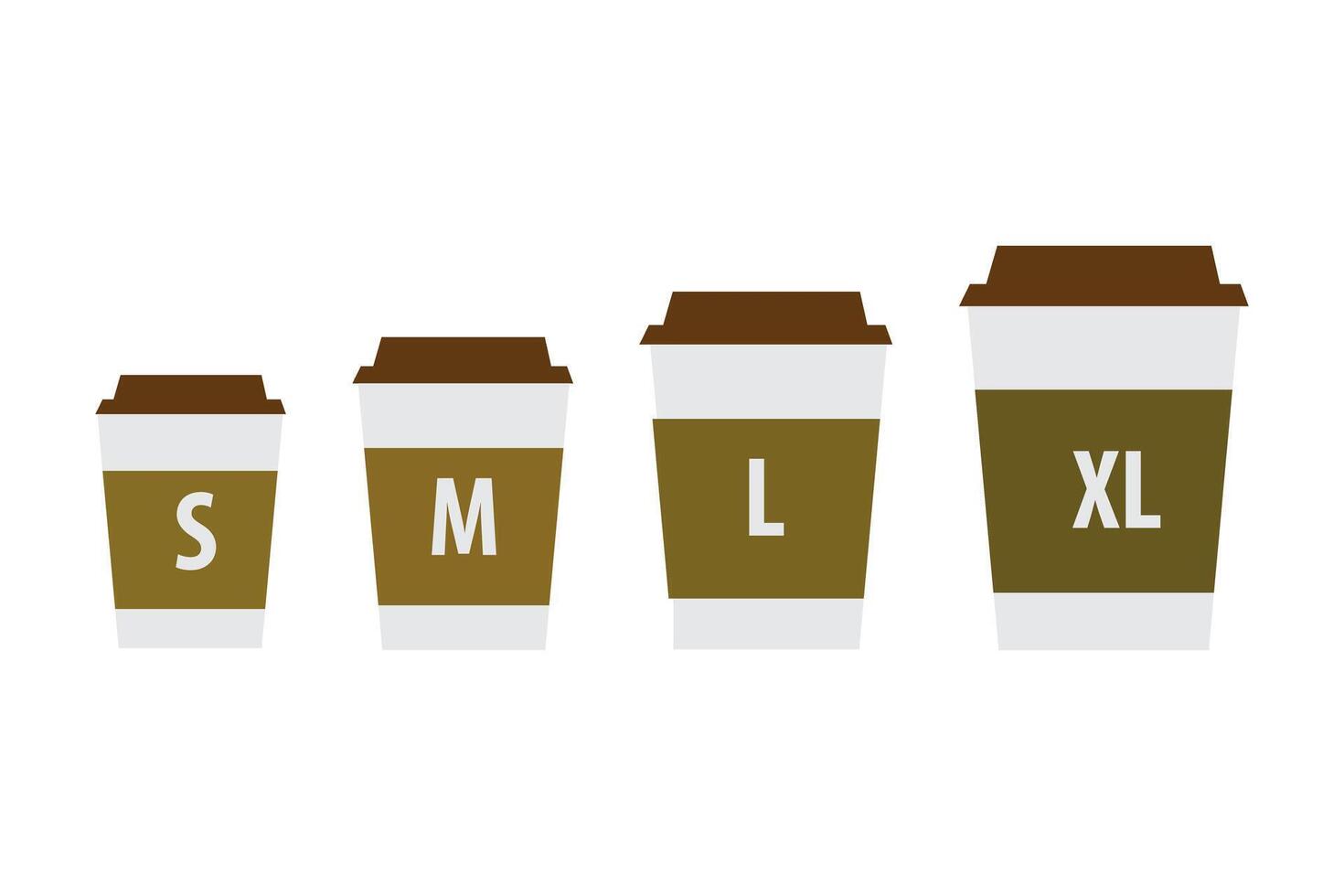 Coffee glasses. Flat, color, glasses of different sizes. vector