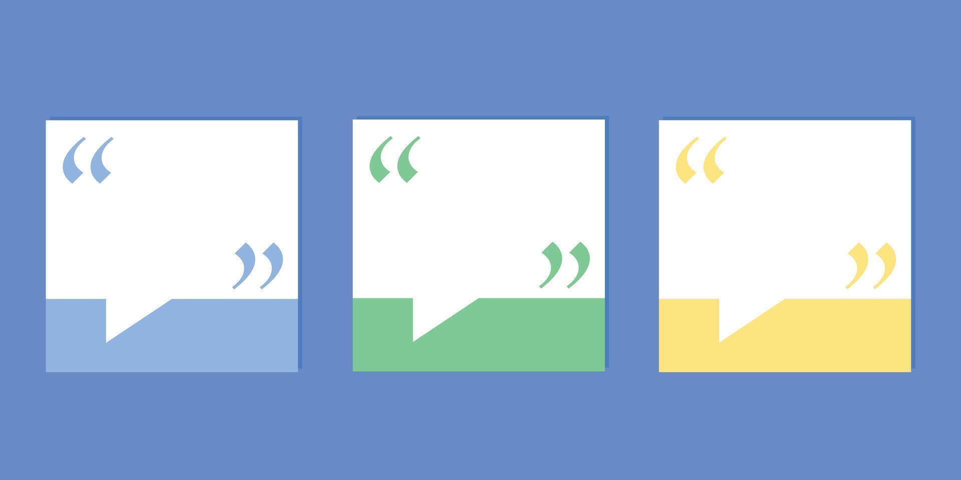 Speech Bubble Quote Template Set. Blank Speech Bubble Frame with Quotation Marks and Copy Space for Quotes. vector