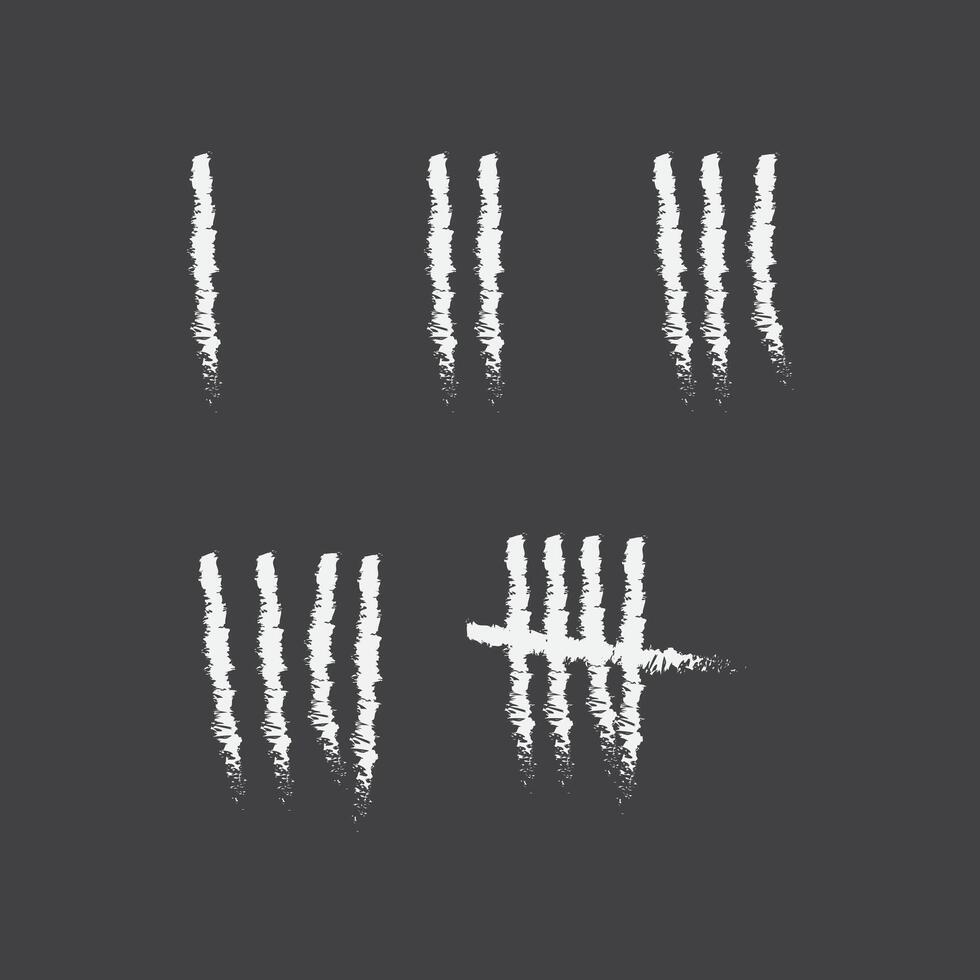 Tally marks prison jail wall count. Slash hash brush line number tally mark prison wall vector