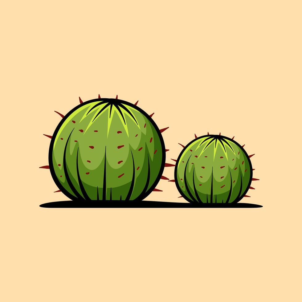 two round cactus food pencil isolated drawing line art style sketch classic vintage design illustration vector