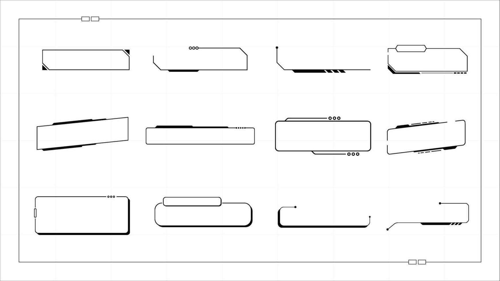 Futuristic modern text box. Hud callout titles. Window templates with information and warning. vector