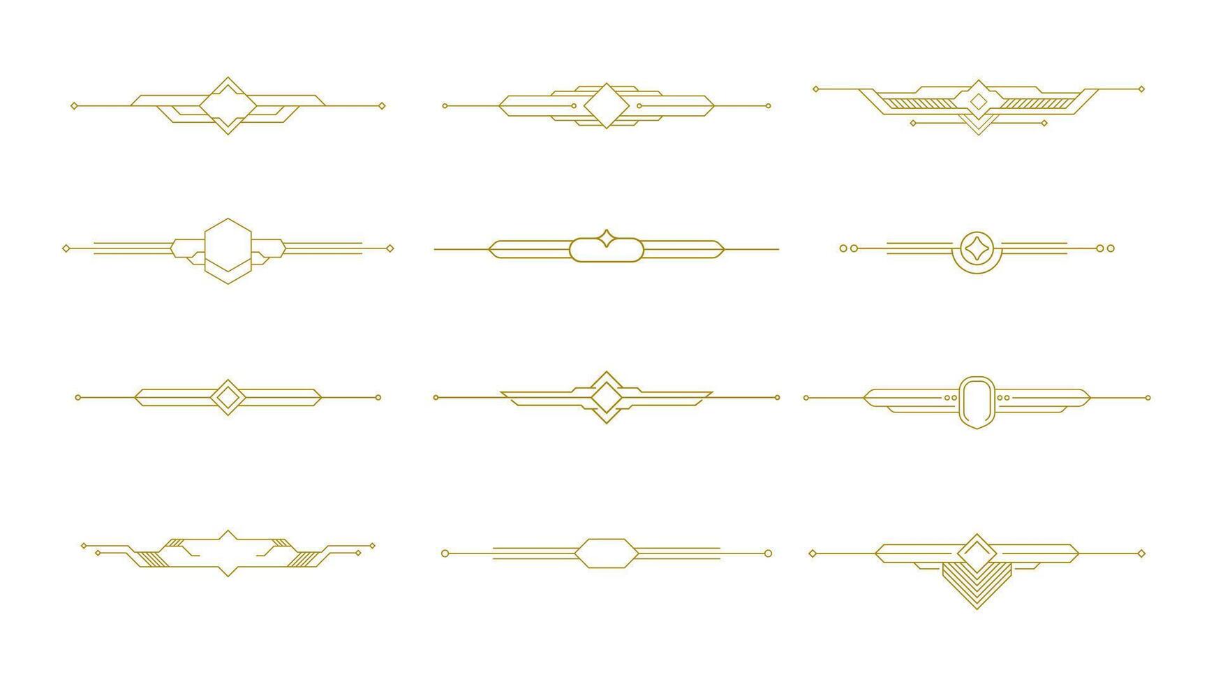 Geometric line art separation. Text devider set decoration elements. Royal, elegant decorative collection. vector
