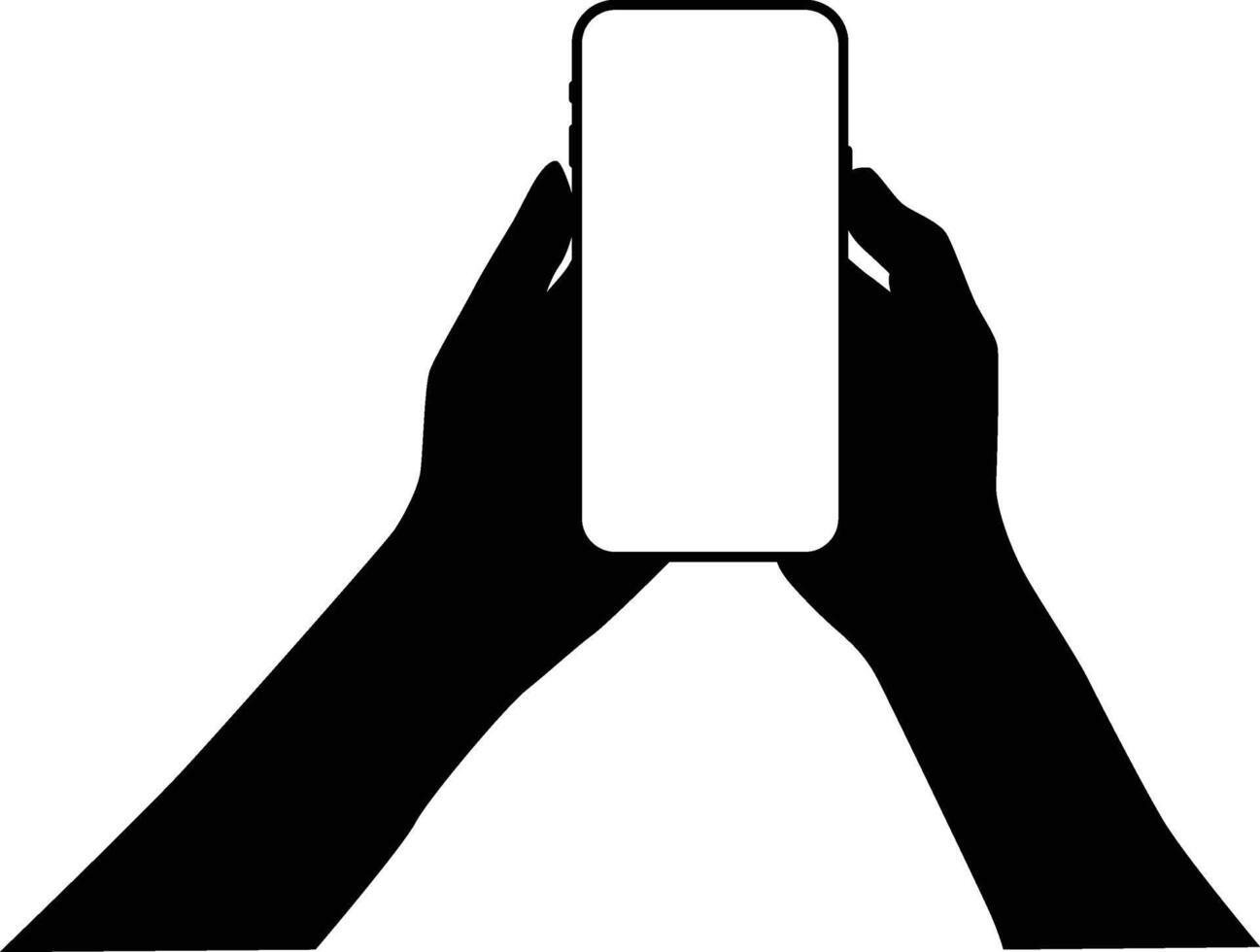 hand holding smartphone vertically silhouette vector