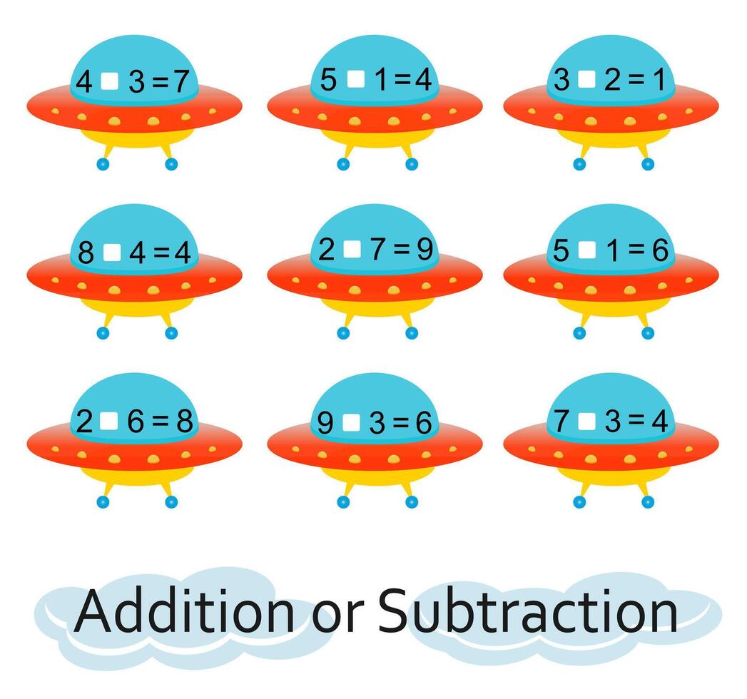 Math game kids. Developing numeracy skills. Number range up to 10. vector