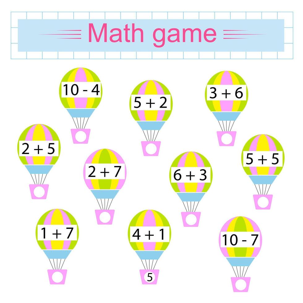 Math game. Number range up to 10. vector