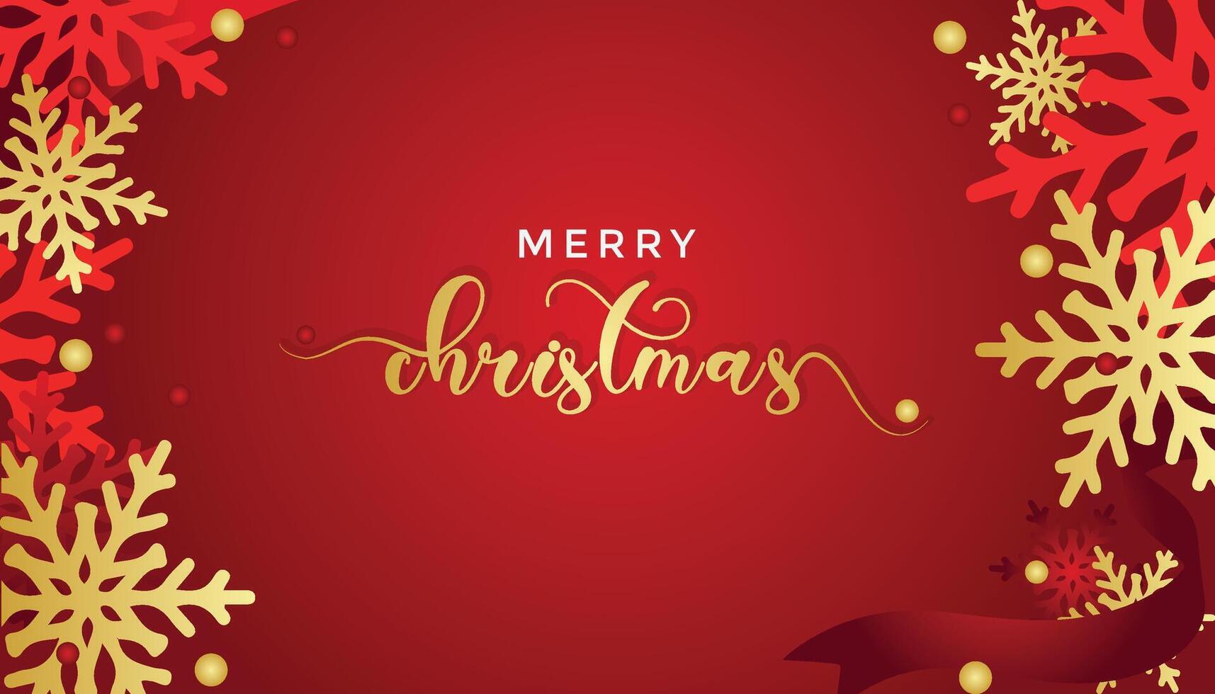 Merry Christmas greeting card or Banner with Festive Elements for social media post, Retail, Shopping, and Holiday Deals in Elegant Red and Gold Theme. vector