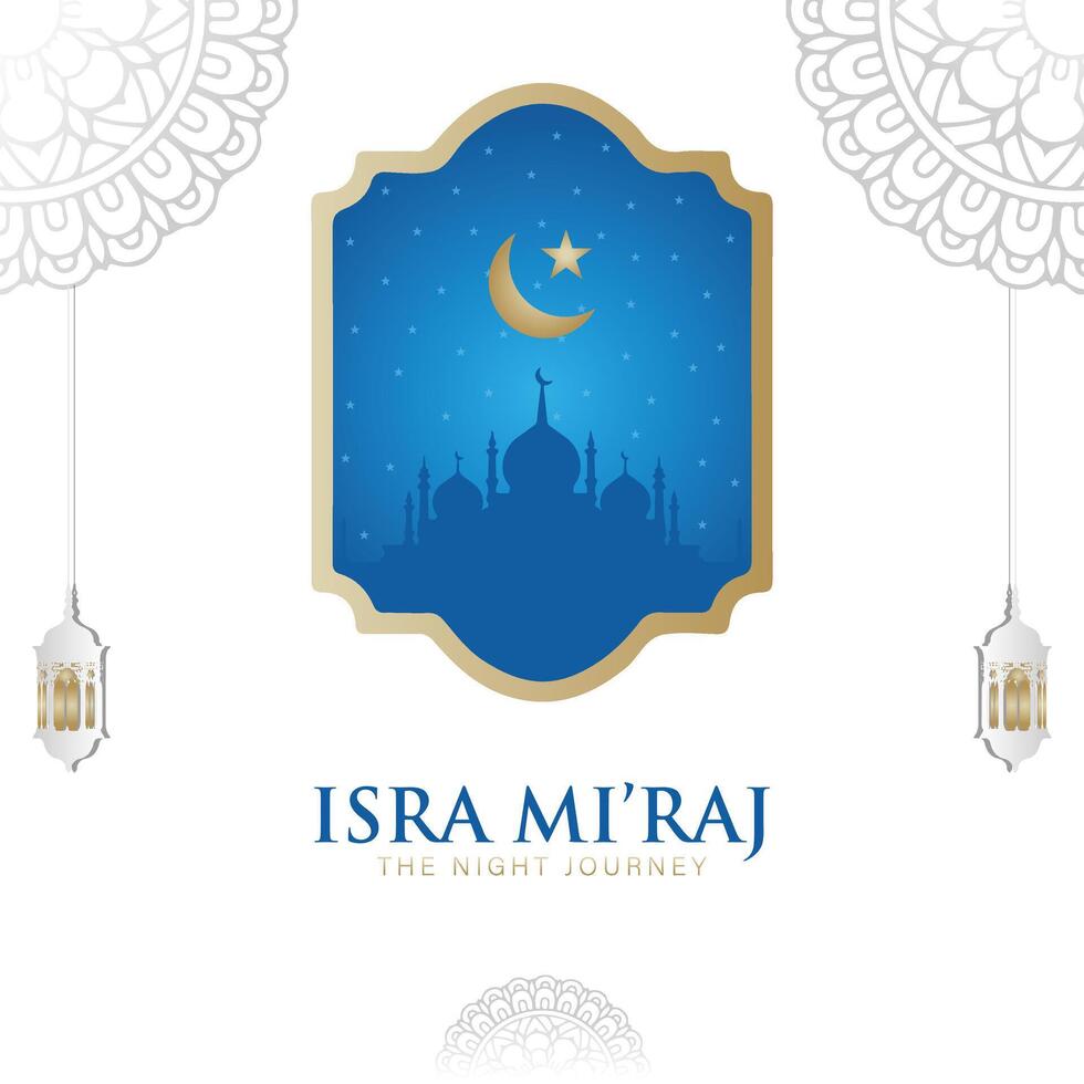 Al-Isra wal Mi'raj islamic background Prophet Muhammad night journey Illustration. Suitable for greeting card, poster and banner. vector