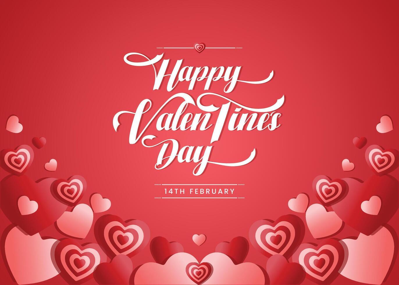 Happy Valentine's day beautiful greeting card design. Happy valentines day lettering with hearts elements in pink background. illustration. vector