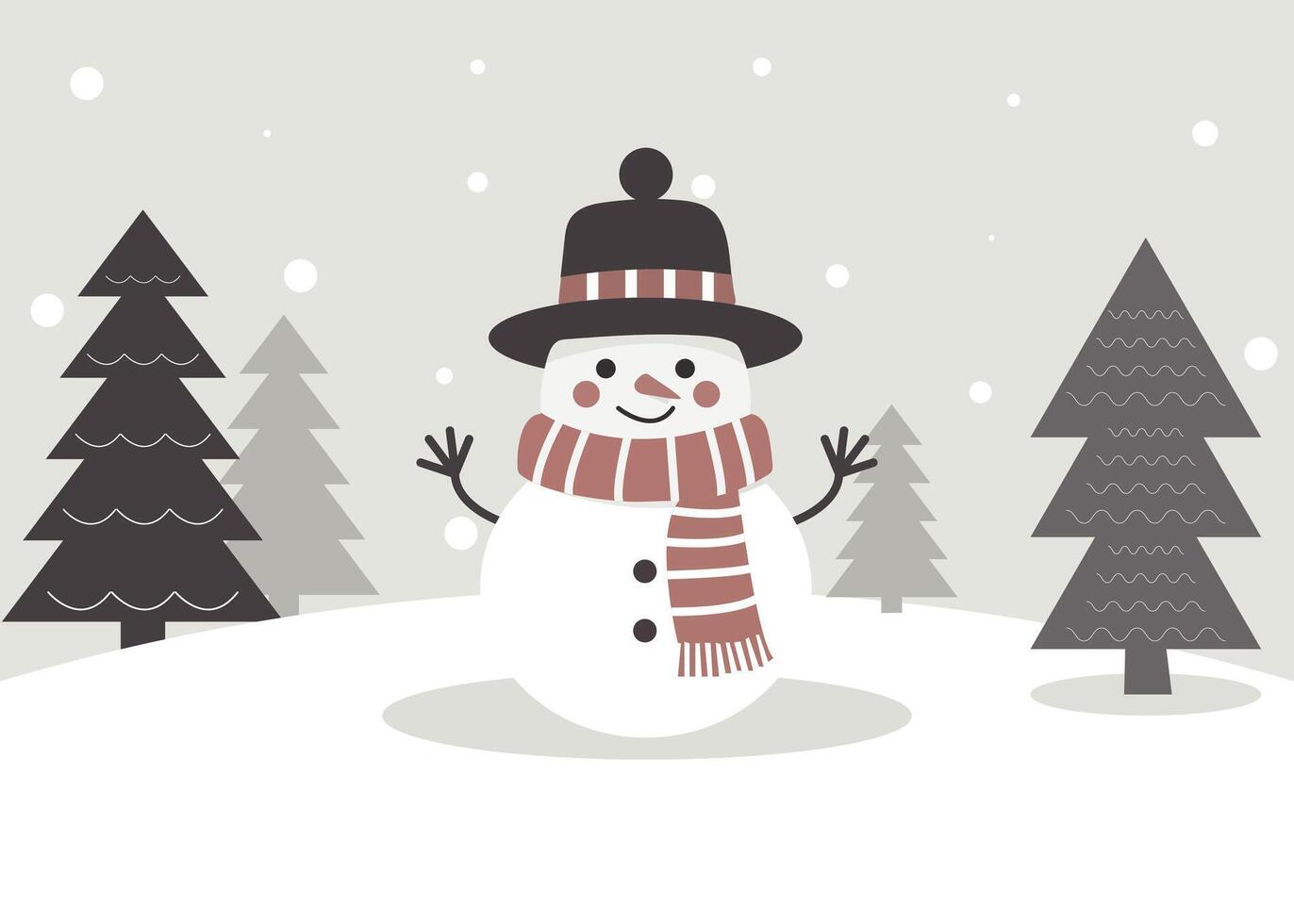 Snowman illustration on snowflake and winter background . vector