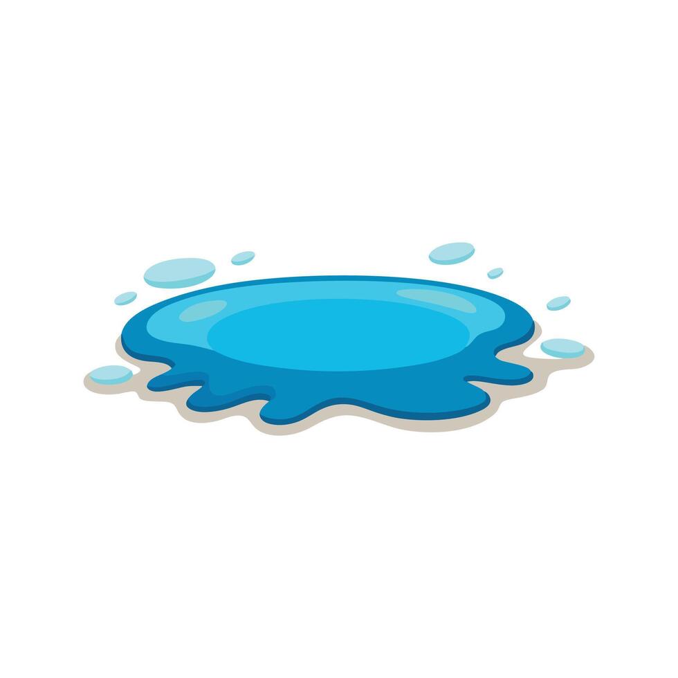 Realistic water puddle isolated flat illustration on white background. vector