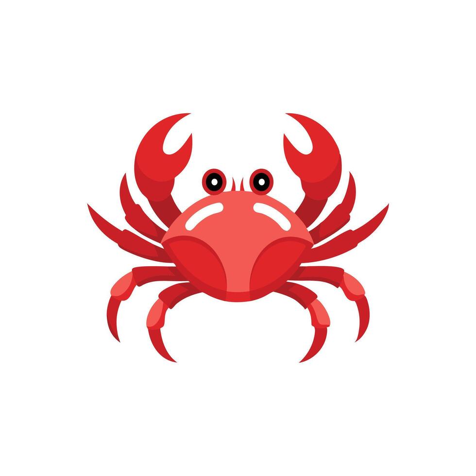 Red crab with raised claws isolated flat illustration on white background vector