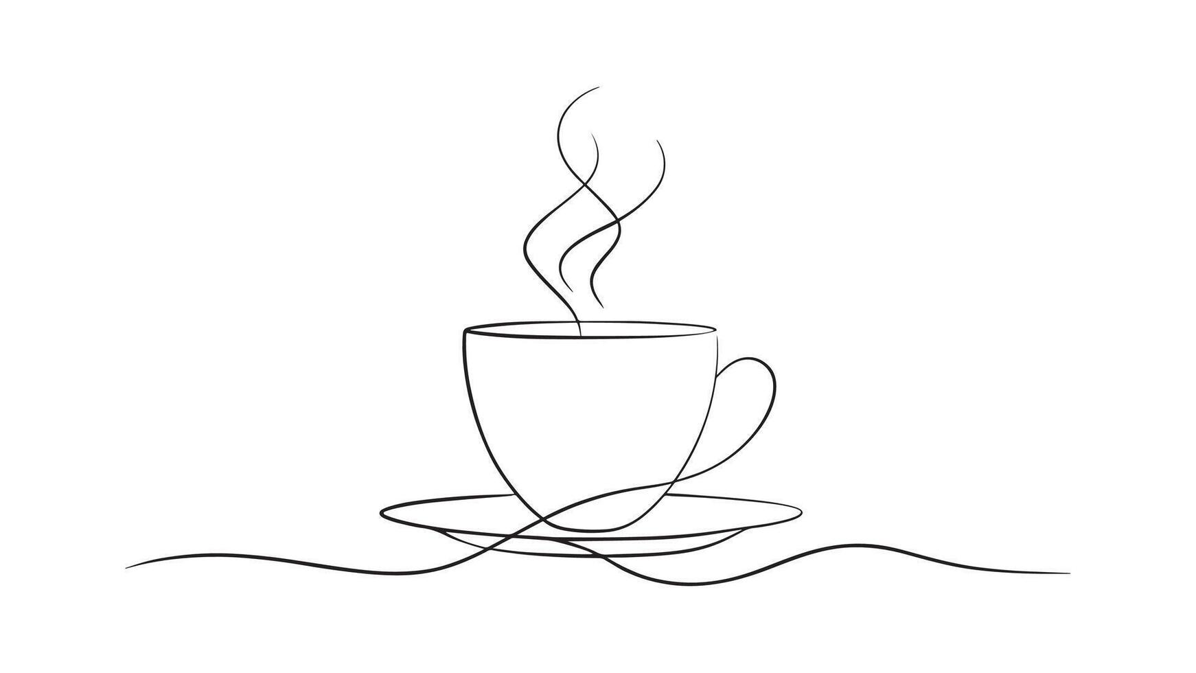 Cup of coffee continuous line art isolated on white background. vector