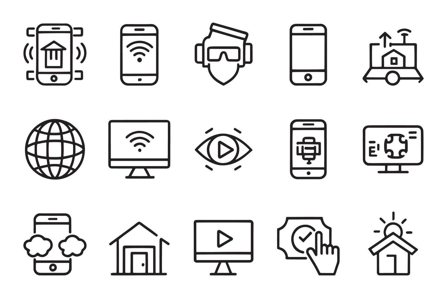 Augmented reality related editable icon set isolated flat illustration white background vector