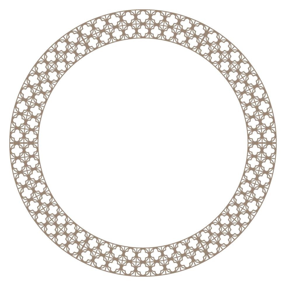 Round gold decorative luxury frame, seamless arabic, andalusian, oriental, authentic arabian style. Gold andalusian, islamic, geometric style with seamless frame. Gold design plate, ceramic, printing vector