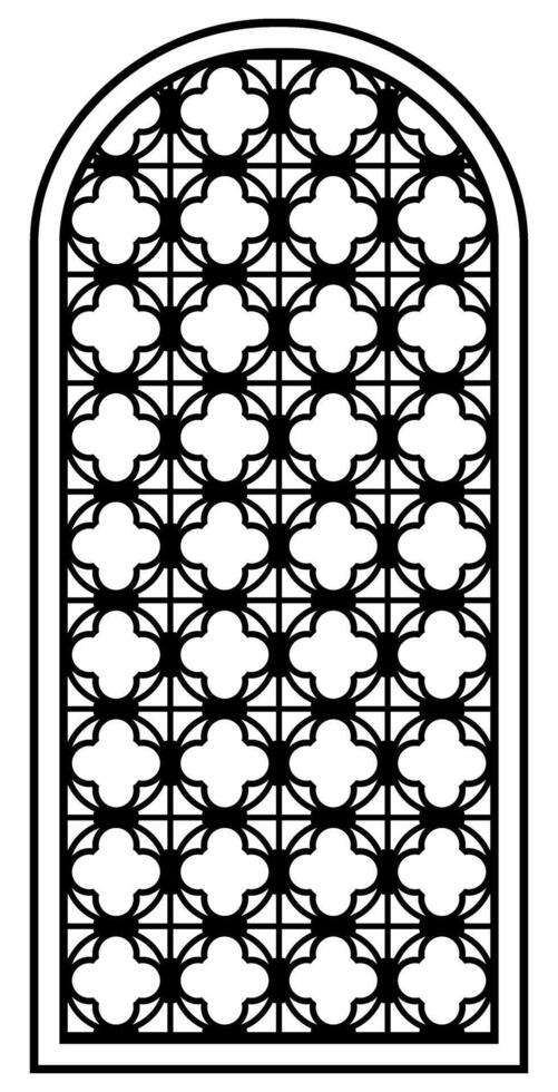 Islamic arhitecture elements of window and door and mashrabiya pattern. Arabic door frame. Oriental style Islamic ramadan kareem and eid mubarak window and arches. Vintage pattern with arabesques. vector