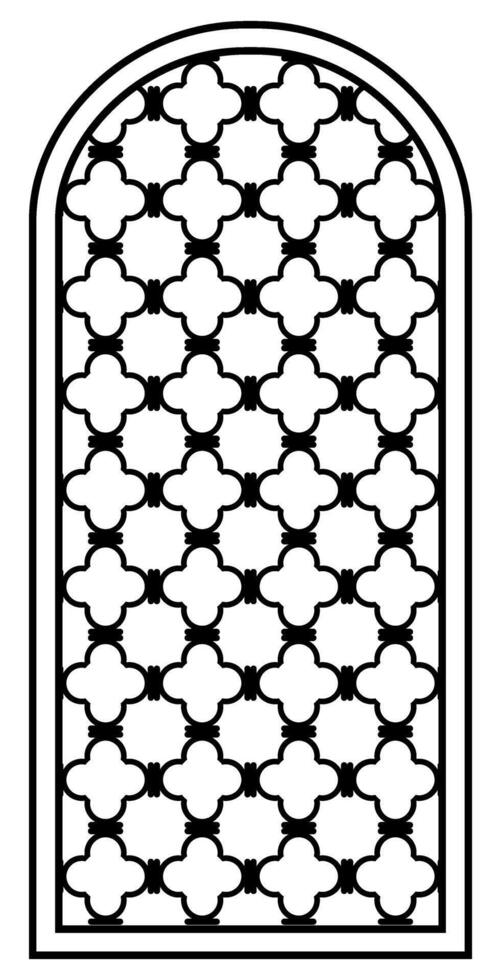 Ornate arab window isolated on white. Ramadan Kareem design element, invitation or card template. Arabic traditional architecture, beautiful arabesque motif pattern. vector