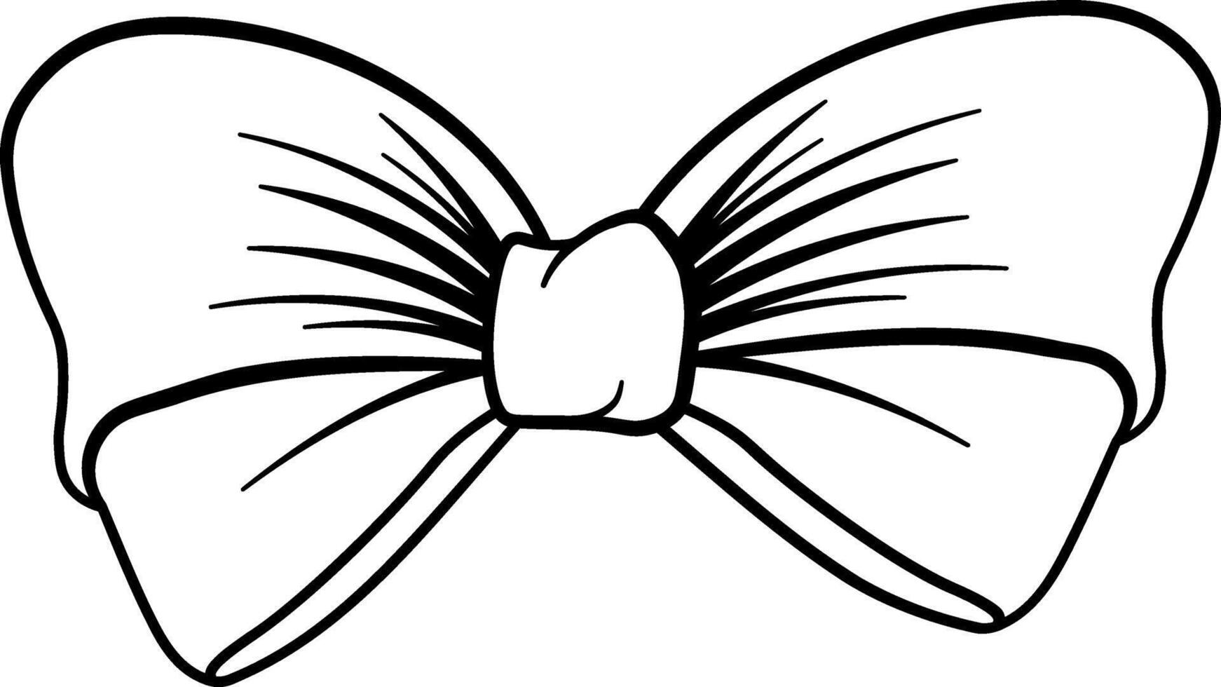black and white bow drawing without background vector