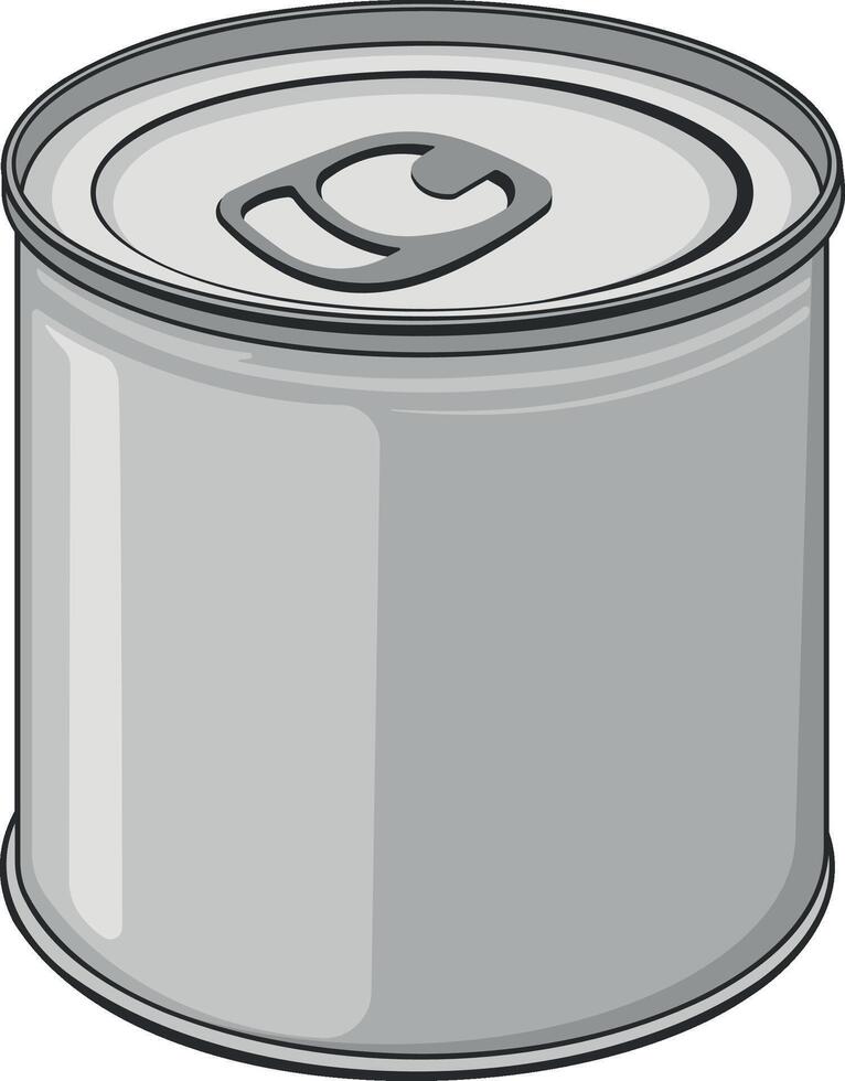 gray tin can for canned food without background vector