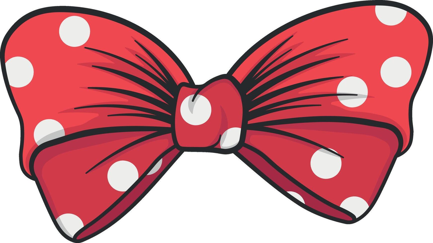 red bow with white polka dots without background vector