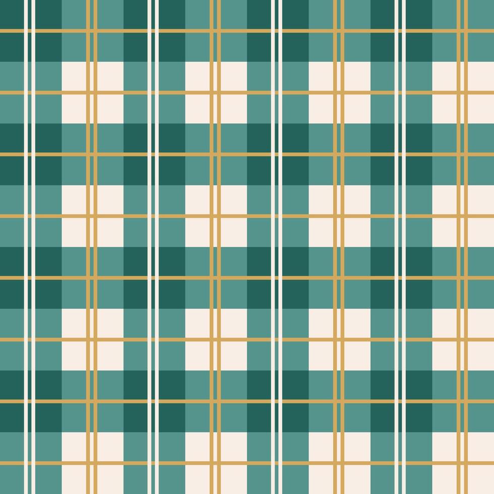 Green tartan with white gold line Christmas style, seamless pattern for garment, textile, fashion and decoration. vector
