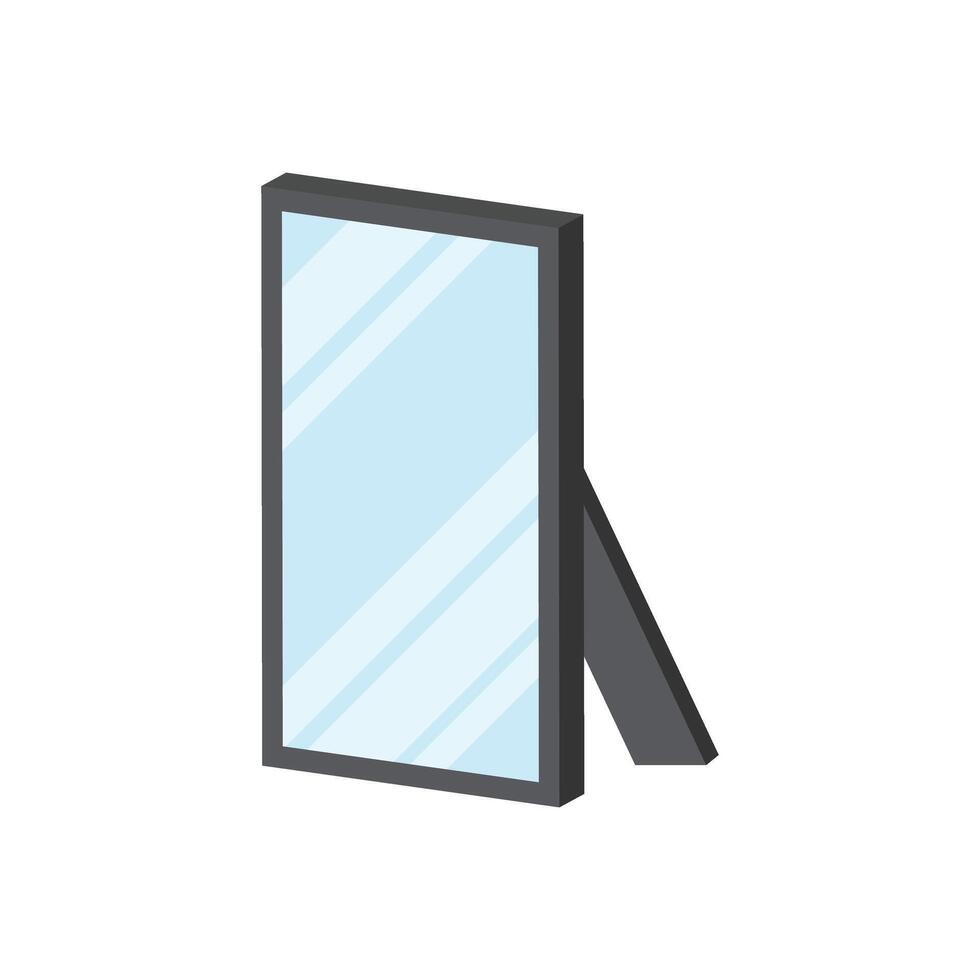 Floor mirror stand icon in flat style. Mirror glass illustration on isolated background. Fashion sign business concept. vector
