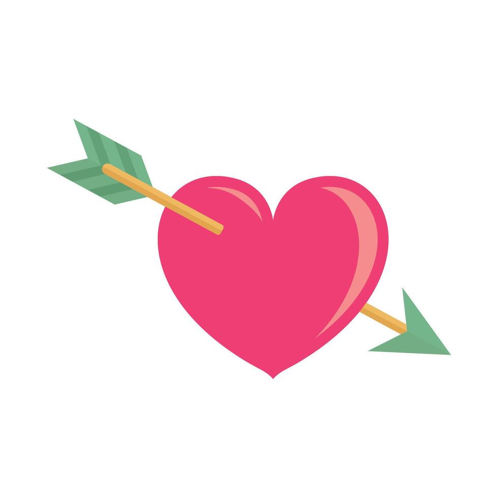 Heart with arrow icon in flat style. Valentines day illustration on isolated background. Amour sign business concept. vector
