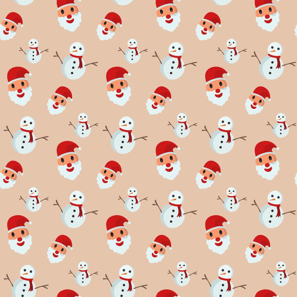 santa claus and snowman seamless christmas pattern vector