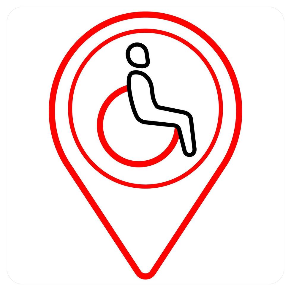 Wheelchair and location icon concept vector