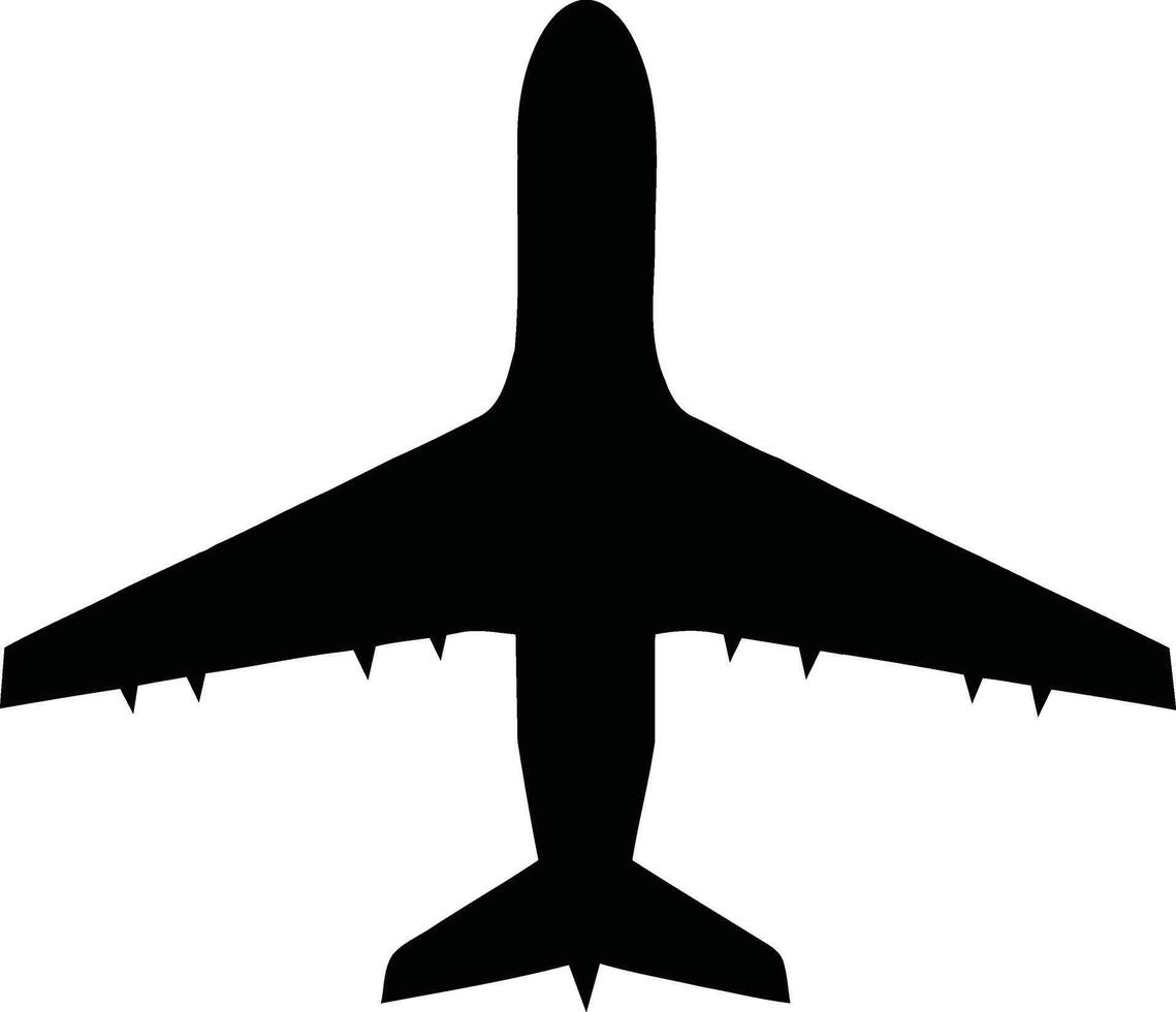Minimalist Jet Plane Silhouette for Aviation Design. Black airplane icon isolated on white background. vector