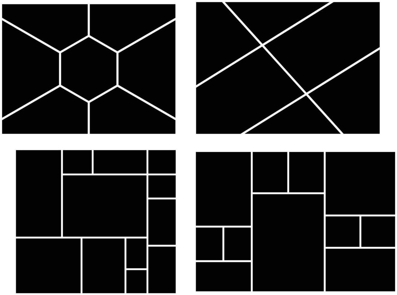 Set of 4 photo collage template illustration. Background texture for picture album. Mood board presentation. vector