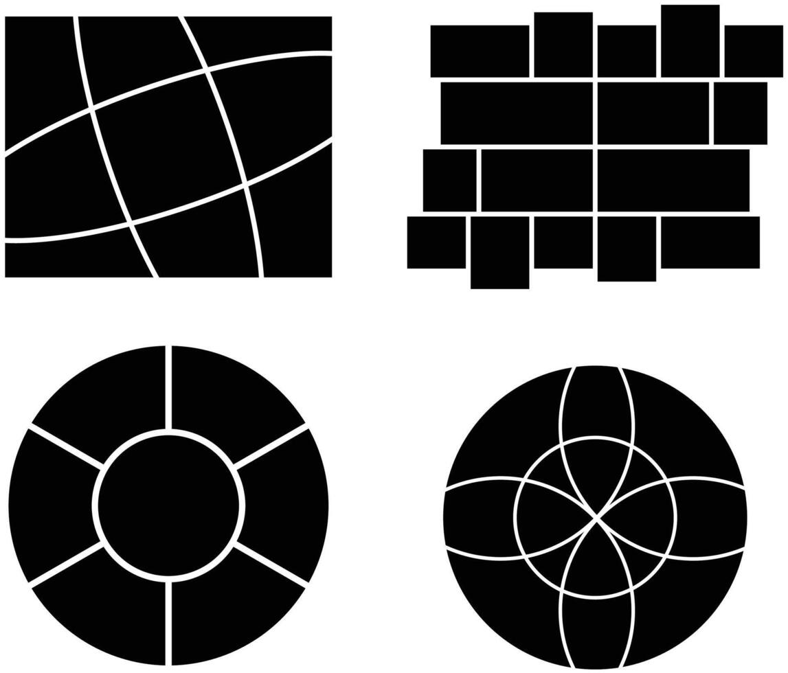 Set of 4 collage empty photo template illustration. Background texture for picture album. Mood board presentation. vector