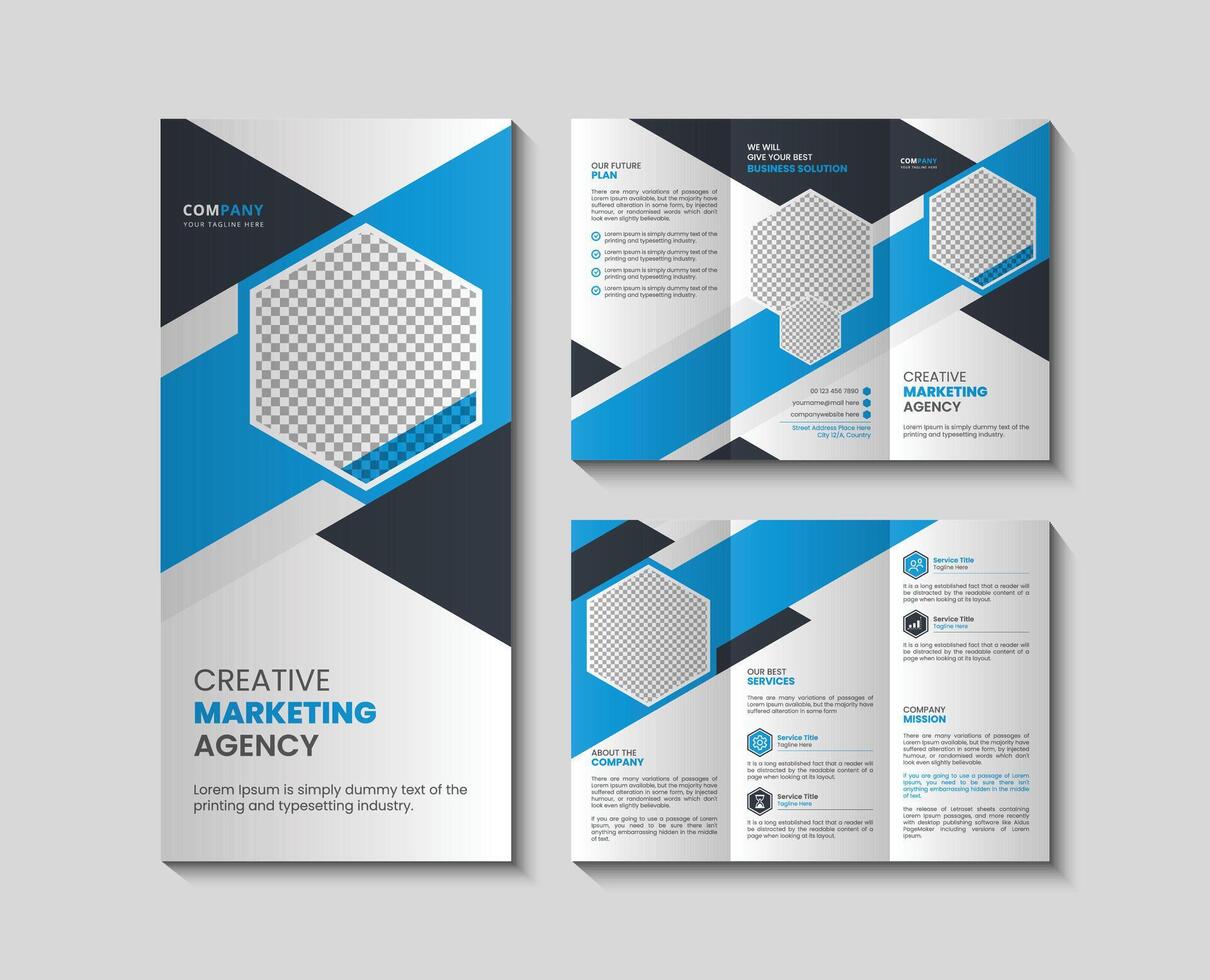 Abstract trifold brochure template with picture vector