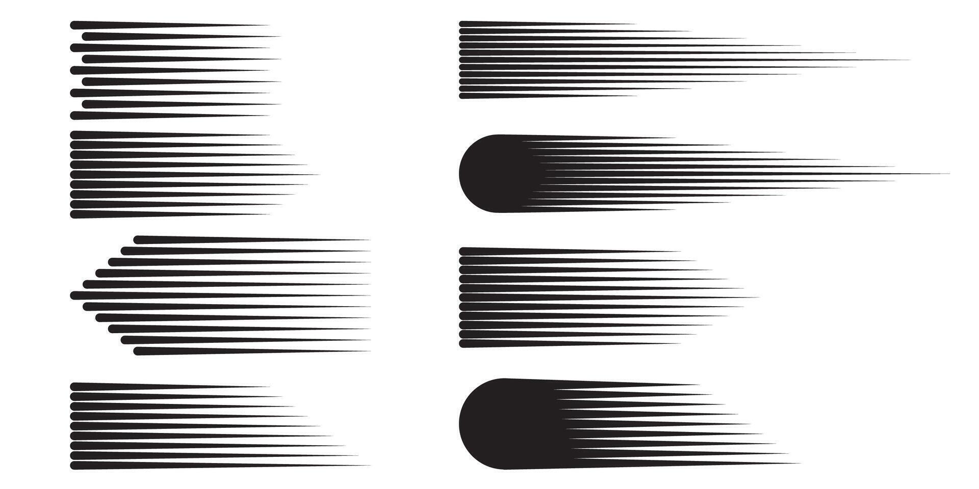 Black comic speed lines with curved corners. Motion effect elements. vector