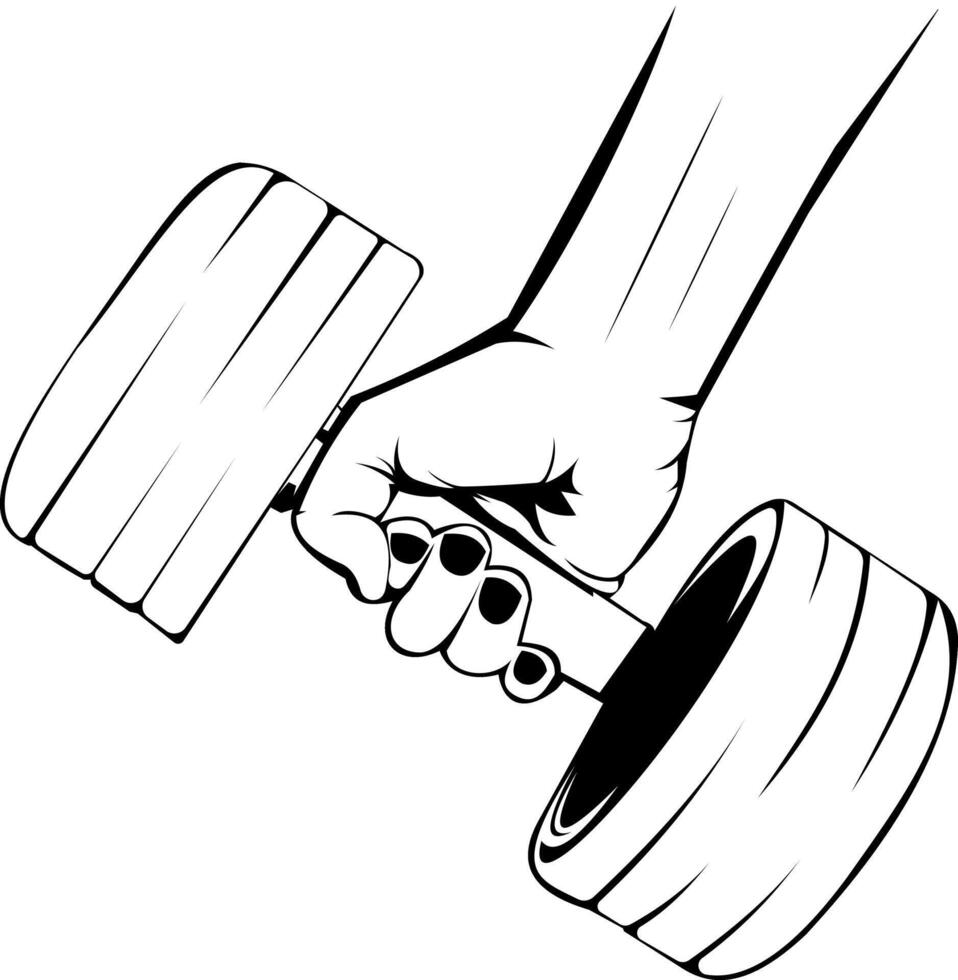 Hand holding a barbell silhouette illustration vector