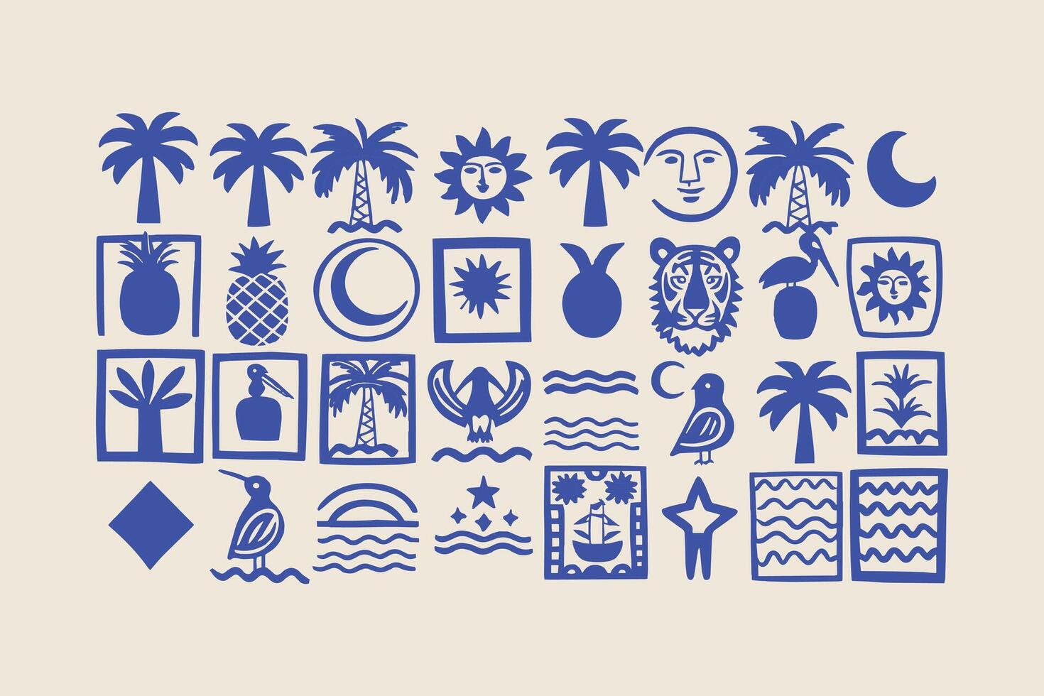 hand drawn tropical summer shape vector