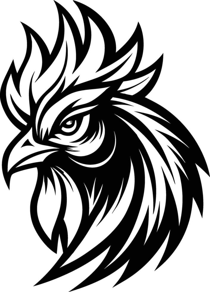 Dynamic Rooster Head Tribal Style vector