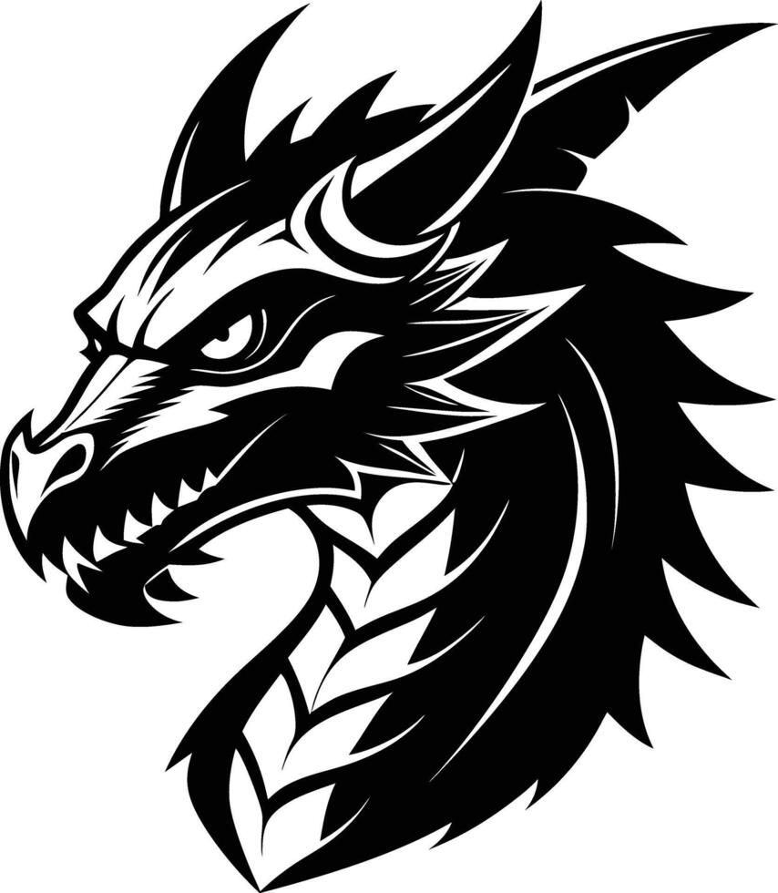 Powerful Tribal Dragon Head Design vector