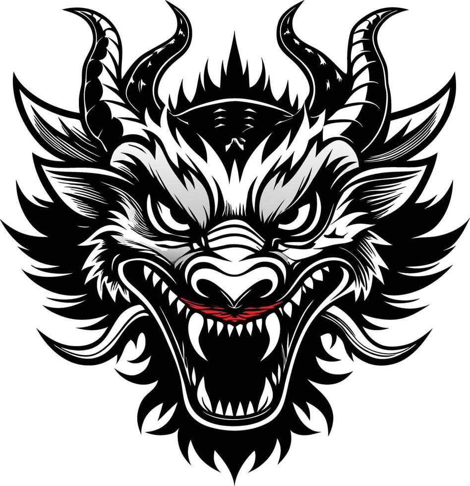 Tribal Dragon Head Silhouette vector